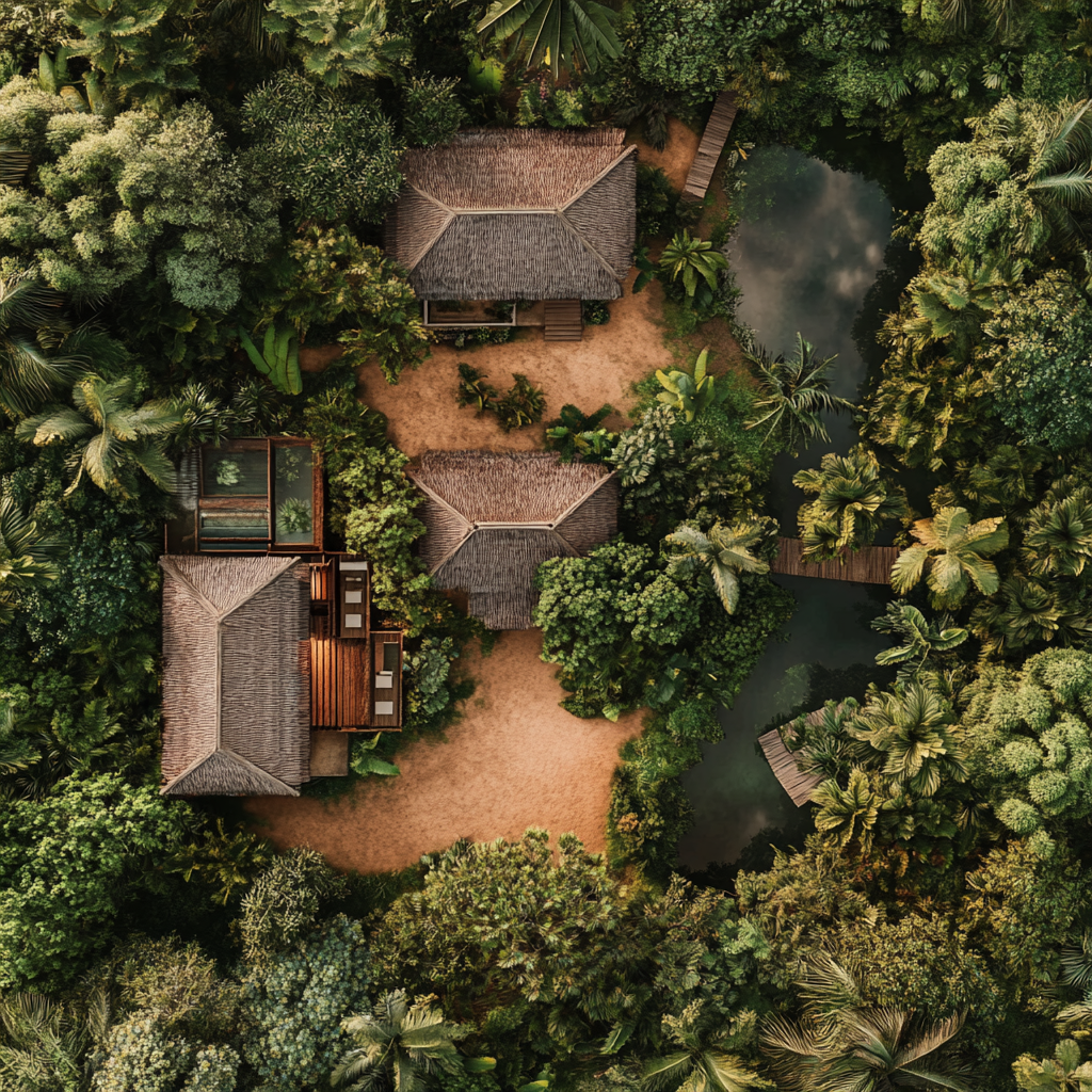 Aerial view of a lodge